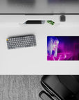 14x10 inches mouse pad featuring neon hologram design, showcasing a glowing holographic woman and vibrant purples and blues for a stunning, futuristic vibe.