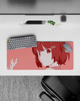 28x12 inches pastel rose anime mouse pad with cozy slice-of-life vibe and smooth surface for gaming.