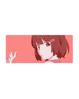 28x12 inches anime girl mouse pad with soft pink background, clean line art, and cute hair clips.