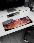 32x12 inches anime mouse pad showing a lone girl silhouette, arms wide, on a ridge beneath starry clouds.