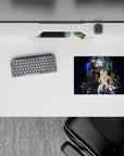 14x10 inches classic anime mouse pad in deep violet space with blue lightning and moody neon contrast.