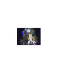 14x10 inches classic anime mouse pad with tactical fighter and lab girl in a neon space hideout scene.