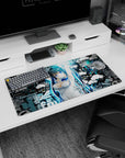 32x16 inches Hestia DanMachi anime girl mouse pad, blue-eyed pose with ribbon and twin tails.