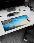 32x16 inches anime girl mouse pad showing a tiny girl silhouette reaching into the wind under clouds.
