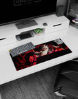 Dynamic Black Asta Crimson Flames artwork on 28x12 mouse pad perfect for celebrating relentless power, destiny-defying spirit, and anime legacy