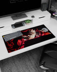 Relentless fight design on 32x16 mouse pad brings Black Asta Crimson Flames' fierce aesthetic to life vividly