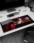 Powerful artwork on 36x16 mouse pad captures the essence of Asta’s defiance and strength with cinematic intensity