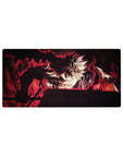Black Asta Crimson Flames Mouse Pad 32x16 featuring blazing flames for gaming or workspace energy with anime edge