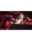 Black Asta Crimson Flames Mouse Pad 40x20 featuring demonic flames and intense crimson glow for a bold anime aesthetic
