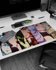 Anime desk pad 40x20 inches featuring Hashira from Demon Slayer in bold, colorful collage of intense character gazes.