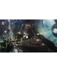 Cyberpunk Cityscape Mousepad 40x20 featuring towering skyscrapers and hovering crafts for a dystopian tech-inspired aesthetic