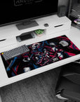 High-energy 36x16 anime desk mat featuring the Cowboy Bebop crew, blending gritty linework and bold colors for an edgy, noir-inspired desk setup