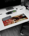 32x12 inches anime mouse pad showing a broken metal hand reaching through a smoky sky toward a red stone.