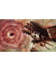 Anime desk pad 40x20 inches with shattered metal hand, alchemy circles, runes, and red philosopher stone.