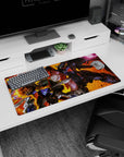 32x16 inches Mobile Suit Gundam mouse pad showing Gundam Deathscythe vs Heavyarms, sparks flying on impact.