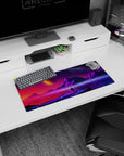 Dynamic Cosmic Horizon artwork on 28x12 deskmat perfect for celebrating the beauty of the cosmos and adventurous spirit