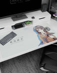 Bunny Girl Senpai Mai Sakurajima desk pad 40x20 inches, smiling schoolgirl scene with bunny ears.