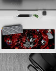 Anime mouse pad 32x12 inches featuring Joker and Phantom Thieves from Persona 5, with shattered glass and bold reds.