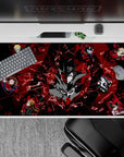 Anime desk pad 40x20 inches featuring Joker and Phantom Thieves from Persona 5; Noir, Skull, Oracle in shattered glass design.
