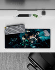 28x12 inches anime mouse pad featuring Tanjiro and Nezuko from Samurai Spirits, ideal for fans seeking a bold desk accessory.