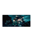 Samurai Spirits mouse pad, 28x12 inches, showcasing Tanjiro and Nezuko in a fierce battle scene for anime enthusiasts.