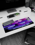 Artistic 32x12 inches mouse pad featuring alien landscape design, with purple mountains and shimmering lakes to evoke cosmic wonder and adventure.