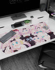 40x20 inches Kaguya-sama Love Is War desk pad showing Chika Fujiwara smug, shocked, snack-hunting.