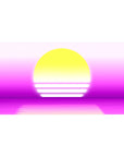 Synthwave Minimalist Desk Mat 40x20 featuring glowing yellow sun and pink-purple gradient for bold futuristic style