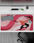 Pink blush anime girl mouse pad 32x16 inches, flirty fantasy vibe with soft pastels and clean line art.