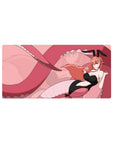 Anime girl mouse pad 32x16 inches with bunny-suit girl, ribbons, peach hair, and looping tail backdrop.