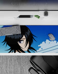 36x16 inches mouse pad with Rukia Kuchiki, soft blues and crisp lines, capturing her quiet determination and simple elegance.