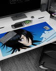 Large 40x20 inches mouse pad with Rukia Kuchiki’s piercing gaze, soft blues, and crisp lines for a beautiful, Bleach-inspired tribute.