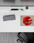 14x10 inches mouse pad featuring a Japanese sunrise, with a red sun, Mount Fuji, and soaring birds, evoking harmony and peace in your workspace.