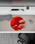 36x16 inches desk pad with a Japanese sunrise, capturing a bold red sun and Mount Fuji with soaring birds for a serene, artistic atmosphere.