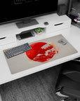 Modern 32x16 inches mouse pad featuring a Japanese sunrise, with a red sun, Mount Fuji, and birds for a calm and harmonious workspace atmosphere.