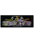 Macross mecha manual size chart desk mouse pad 32x12 inches with Valkyrie and battroid silhouettes.