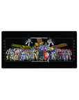 Macross Mecha Manual battroid size chart collage anime mouse pad, 32x16 inches.