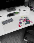 32x16 inches Naruto mouse pad featuring Naruto Uzumaki hugging Hinata Hyuga in falling snow.