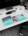 32x12 inches Love Live mouse pad featuring Umi and Dia in red-trim outfits with cute flower clip.