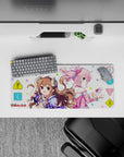 28x12 inches pastel kawaii desk mat, airy candy colors, cozy vibe, smooth glide anime girl mouse pad.