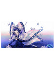 Anime mouse pad 32x16 inches featuring Shinobu from Demon Slayer in a violet and teal design with butterfly motifs.