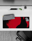 28x12 inches anime mouse pad in bold crimson tones with dark, gritty texture and ominous Akatsuki vibe.