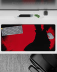 32x16 inches anime mouse pad in bold crimson red with smoky shadows and dark Akatsuki vibe.