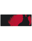 32x12 inches anime mouse pad with red gritty backdrop and cloaked shinobi silhouette, smooth tracking desk mat.