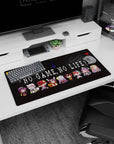 Chibi fox-ear and crown crew scene anime mouse pad 32x16 inches with capes and sleepy eyes.