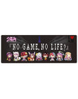 No Game No Life anime mouse pad 32x12 inches with pixel title and full chibi cast on charcoal.