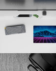 Small-sized 14x10 desk mat with retro design adds vibrant, futuristic energy to any desk or workspace