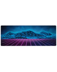 Compact Synthwave Mountains Desk Mat 32x12 with neon theme for stylish and sleek desk decor
