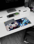 High-performance 28x12 inch mouse pad with Giyu Tomioka's water-themed art, ideal for Demon Slayer fans