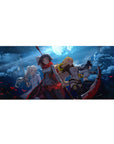 RWBY anime girl desk pad 36x16 inches with Ruby, Weiss, Blake and Yang in a dramatic team pose.